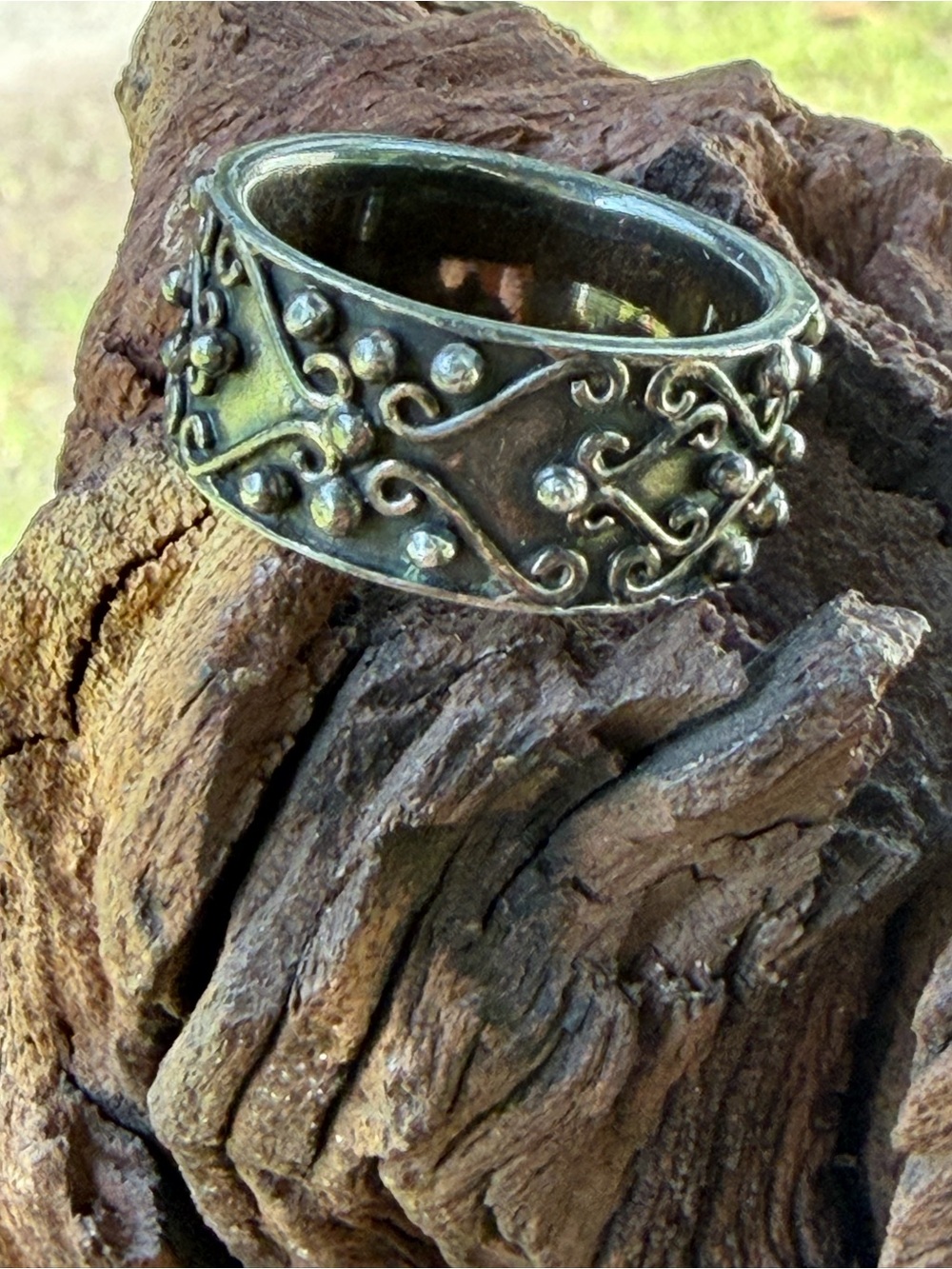 Intricate Filigree 925 Wide Band Ring - Women Jewelry